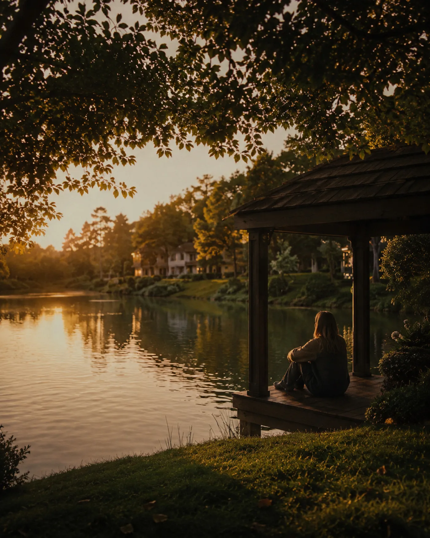 Fim de tarde à beira do lago em condomínio da Like